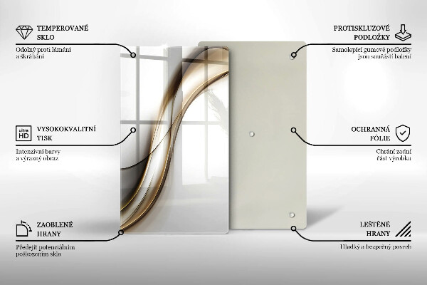 Glas Ceranfeldabdeckung Spritzschutz Weiche Linien Abstraktion