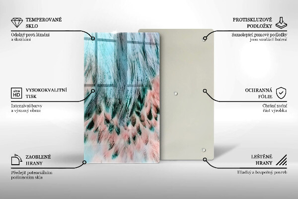 Glas Ceranfeldabdeckung Spritzschutz Boho-Vogelfedern