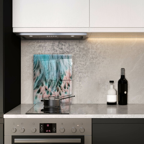 Glas Ceranfeldabdeckung Spritzschutz Boho-Vogelfedern