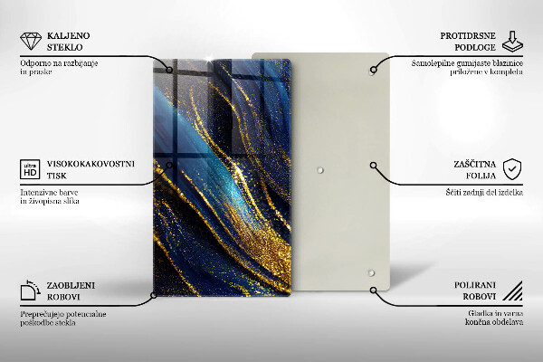 Glas Herdabdeckplatte Marineblaue Abstraktion