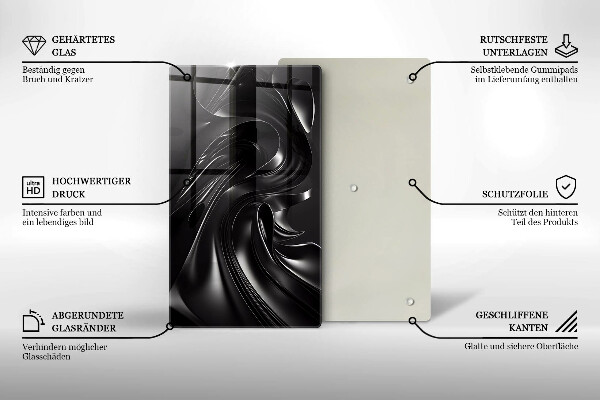 Glas Herdabdeckplatte Abstrakte schwarze Masse