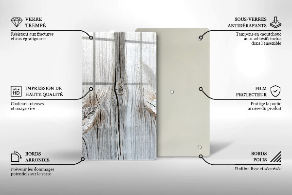 Glas Herdabdeckplatte Helle Holzstruktur