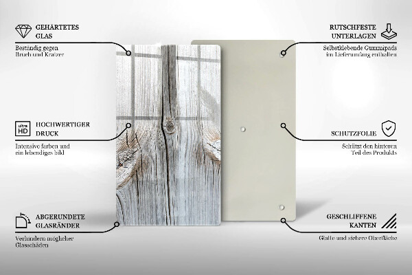 Glas Herdabdeckplatte Helle Holzstruktur