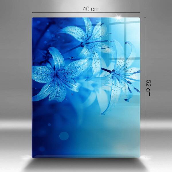 Glas Herdabdeckplatte Blaue Blumen