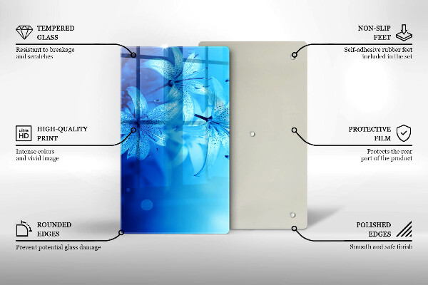 Glas Herdabdeckplatte Blaue Blumen