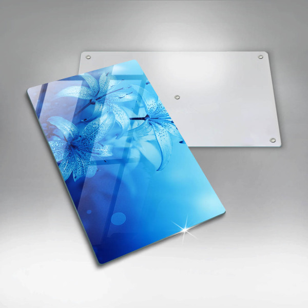 Glas Herdabdeckplatte Blaue Blumen