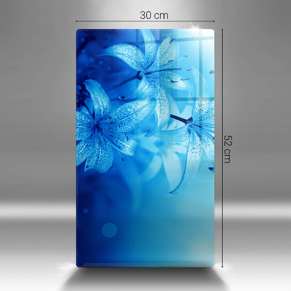 Glas Herdabdeckplatte Blaue Blumen