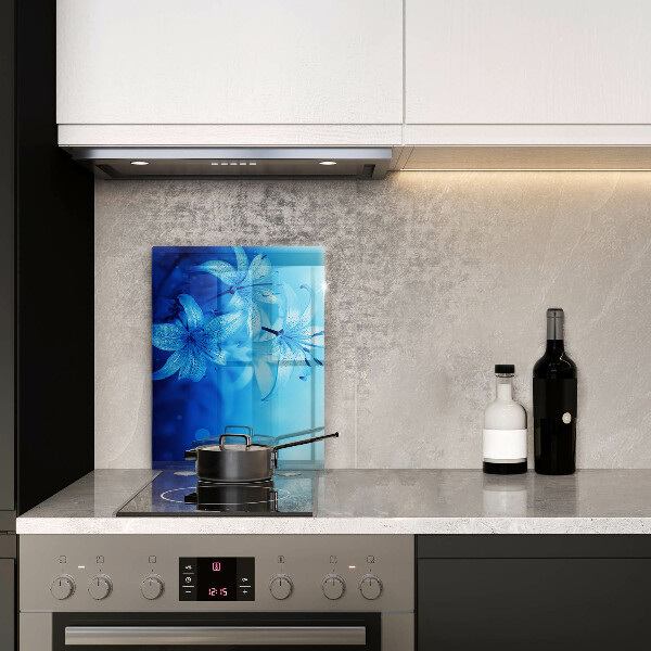 Glas Herdabdeckplatte Blaue Blumen