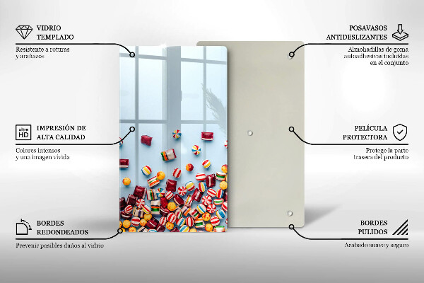 Glas Herdabdeckplatte Bunte Bonbons