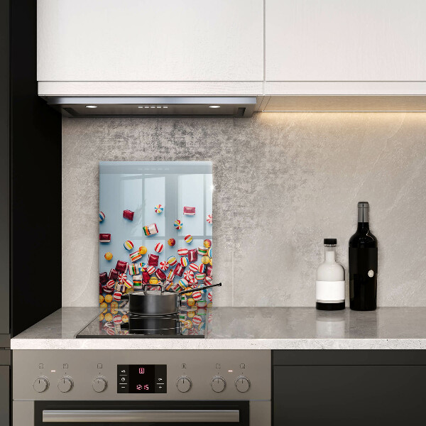 Glas Herdabdeckplatte Bunte Bonbons