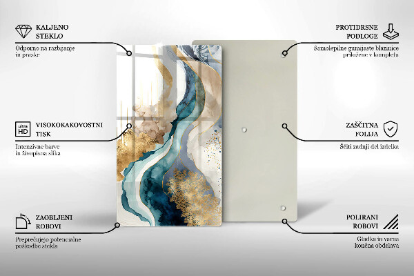 Glas Herdabdeckplatte Bunter Marmor