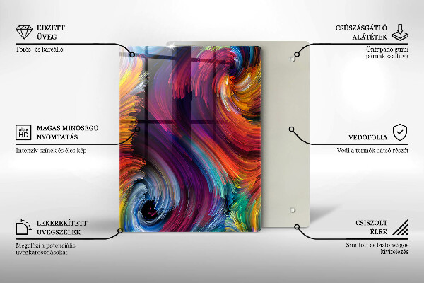 Glas Herdabdeckplatte Bunter Marmor