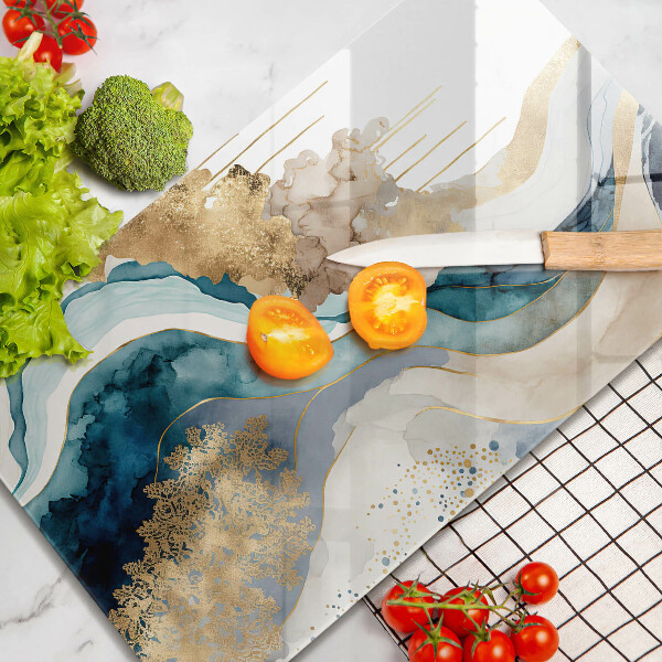 Glas Herdabdeckplatte Bunter Marmor