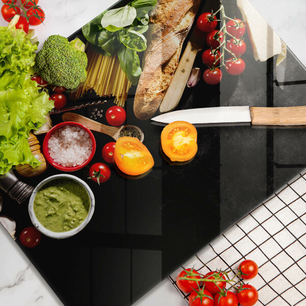 Glas Herdabdeckplatte Italienische Zutaten und Gewürze