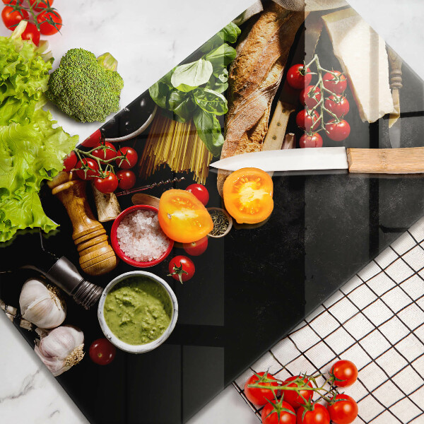 Glas Herdabdeckplatte Italienische Zutaten und Gewürze