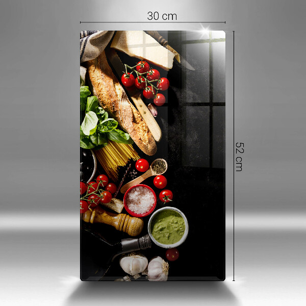 Glas Herdabdeckplatte Italienische Zutaten und Gewürze