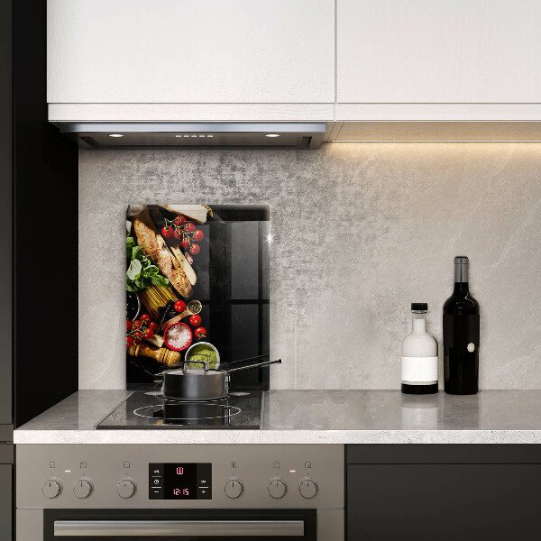 Glas Herdabdeckplatte Italienische Zutaten und Gewürze