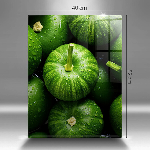 Glas Herdabdeckplatte Grüne Kürbisse