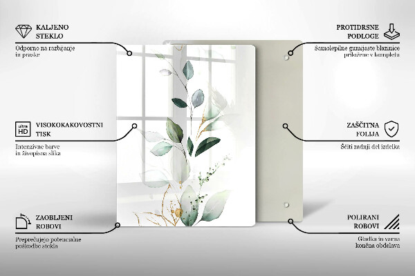 Glas Herdabdeckplatte Grüne Kürbisse