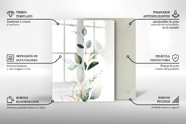 Glas Herdabdeckplatte Grüne Kürbisse