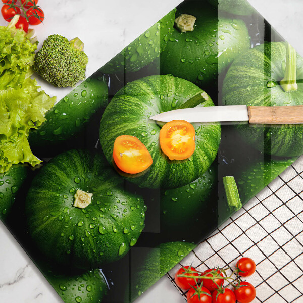 Glas Herdabdeckplatte Grüne Kürbisse