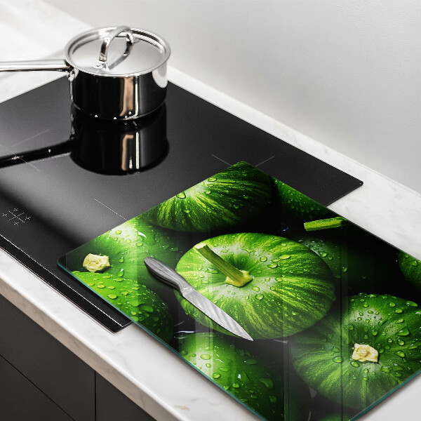 Glas Herdabdeckplatte Grüne Kürbisse