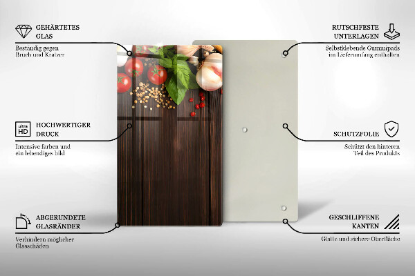 Glas Herdabdeckplatte Gemüse auf dem Tisch