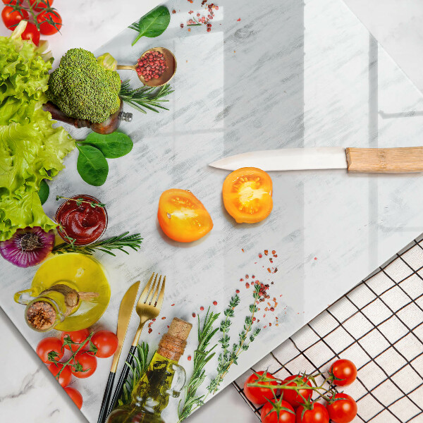 Glas Herdabdeckplatte Gemüse und Gewürze