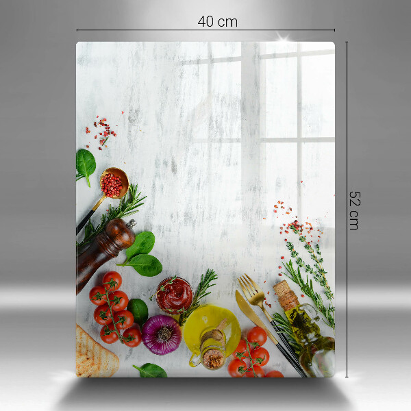 Glas Herdabdeckplatte Gemüse und Gewürze