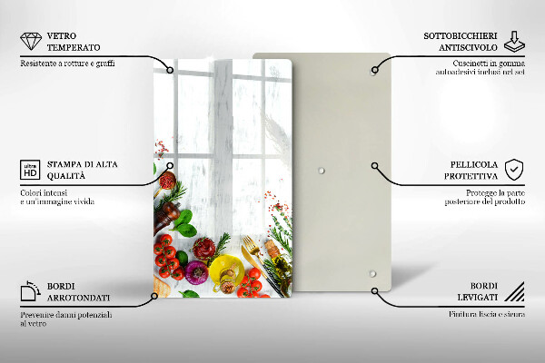 Glas Herdabdeckplatte Gemüse und Gewürze