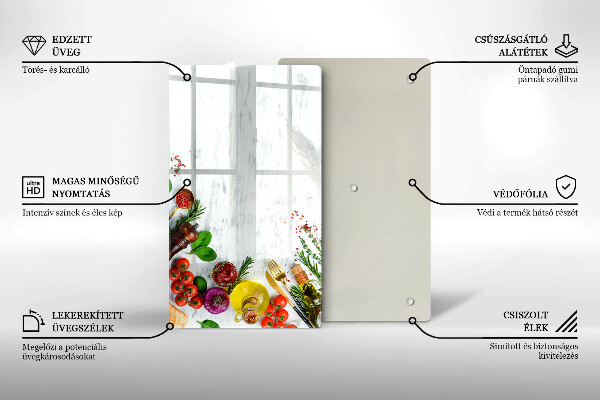 Glas Herdabdeckplatte Gemüse und Gewürze