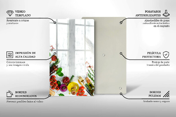 Glas Herdabdeckplatte Gemüse und Gewürze