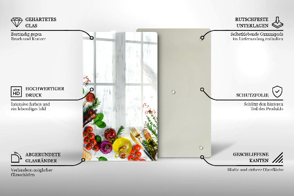 Glas Herdabdeckplatte Gemüse und Gewürze