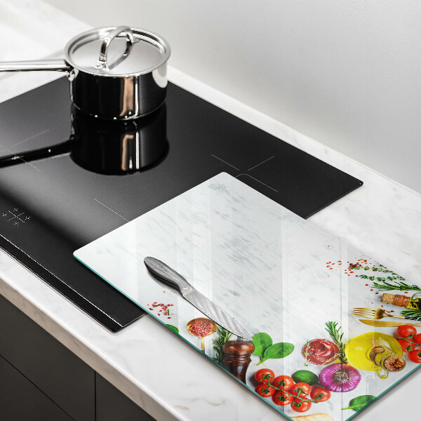 Glas Herdabdeckplatte Gemüse und Gewürze