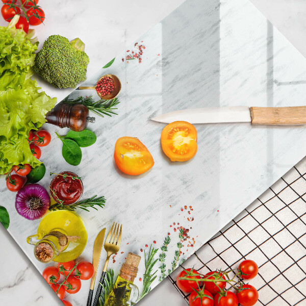 Glas Herdabdeckplatte Gemüse und Gewürze