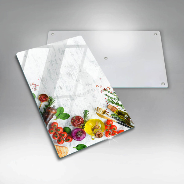 Glas Herdabdeckplatte Gemüse und Gewürze