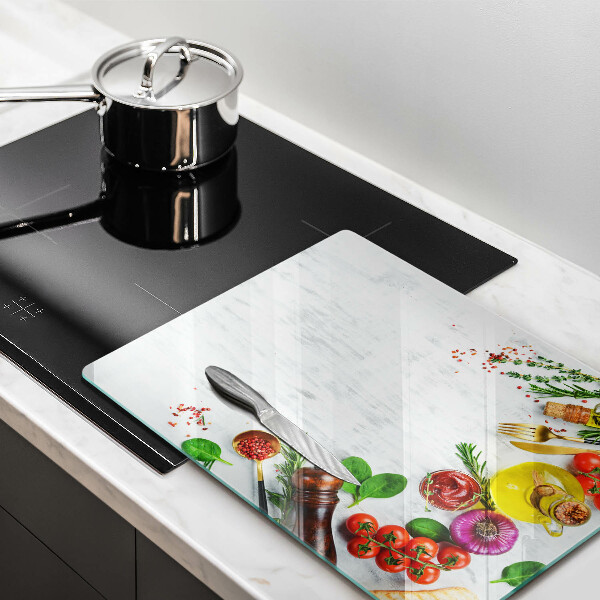 Glas Herdabdeckplatte Gemüse und Gewürze