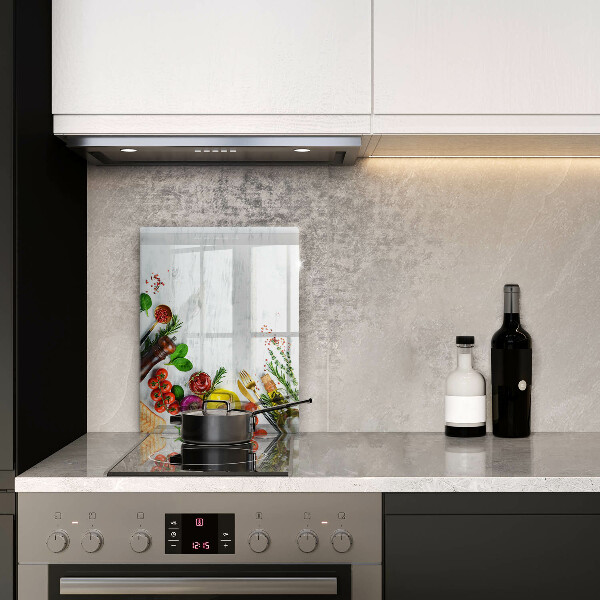 Glas Herdabdeckplatte Gemüse und Gewürze