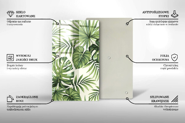 Glas Herdabdeckplatte Monstera hinterlässt Illustration