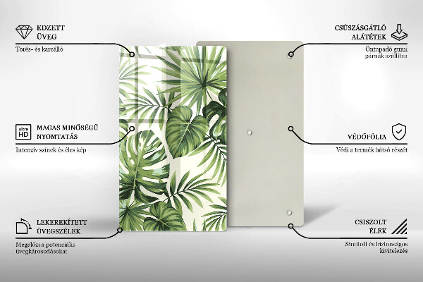 Glas Herdabdeckplatte Monstera hinterlässt Illustration