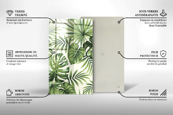 Glas Herdabdeckplatte Monstera hinterlässt Illustration