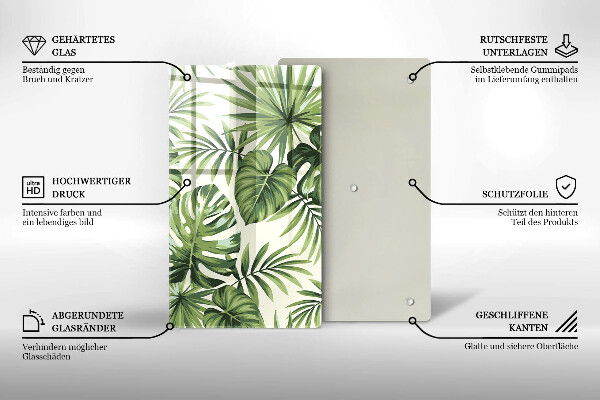 Glas Herdabdeckplatte Monstera hinterlässt Illustration
