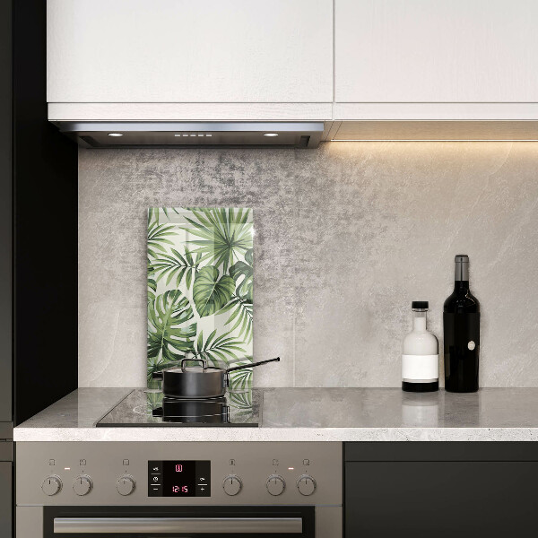 Glas Herdabdeckplatte Monstera hinterlässt Illustration