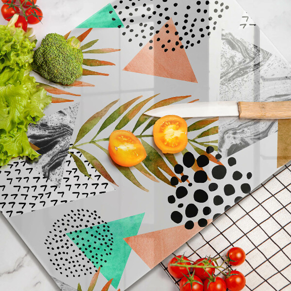 Glas Herdabdeckplatte Boho-Blättermuster