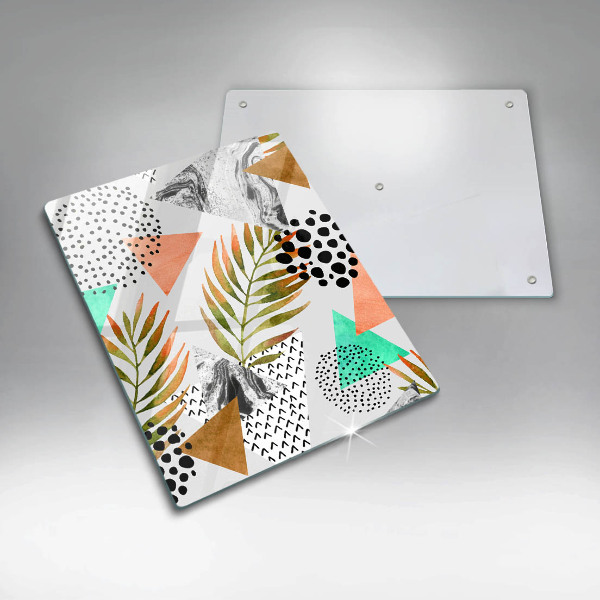 Glas Herdabdeckplatte Boho-Blättermuster