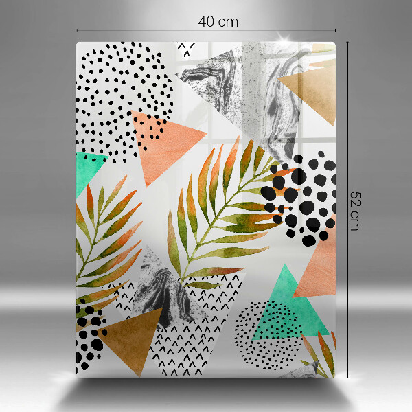 Glas Herdabdeckplatte Boho-Blättermuster