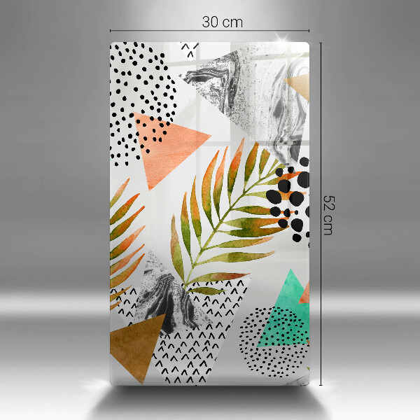 Glas Herdabdeckplatte Boho-Blättermuster