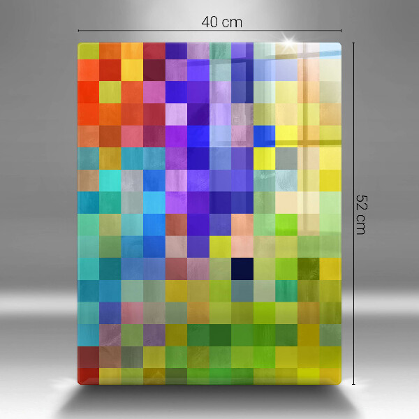 Glas Ceranfeldabdeckung Spritzschutz Bunte Pixelquadrate