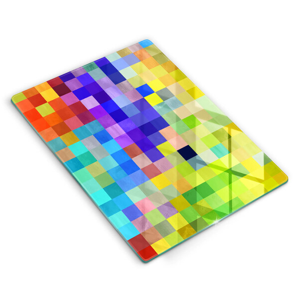Glas Ceranfeldabdeckung Spritzschutz Bunte Pixelquadrate