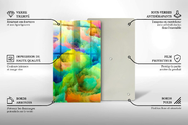 Glas Ceranfeldabdeckung Spritzschutz Bunte Abstraktion